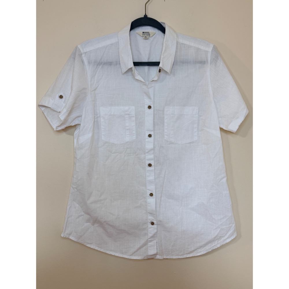 Mountain Warehouse White Cotton Short Sleeve Button Up Shirt Womens 10 MWF71734